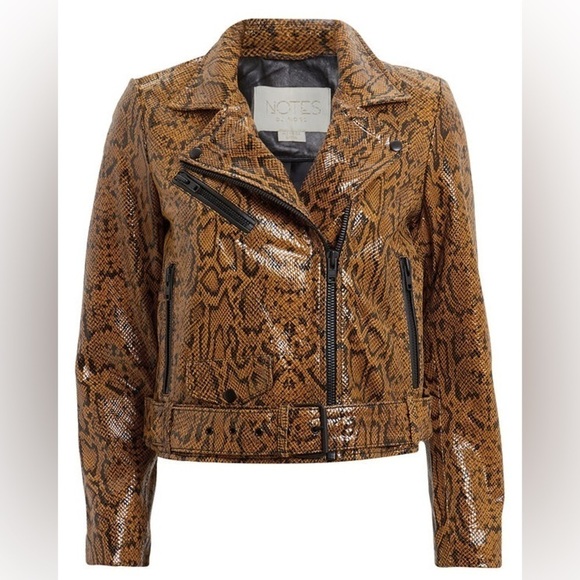 NWT NOTES DU NORD Mercy Snake-Embossed Leather Jacket Multi - Picture 5 of 13